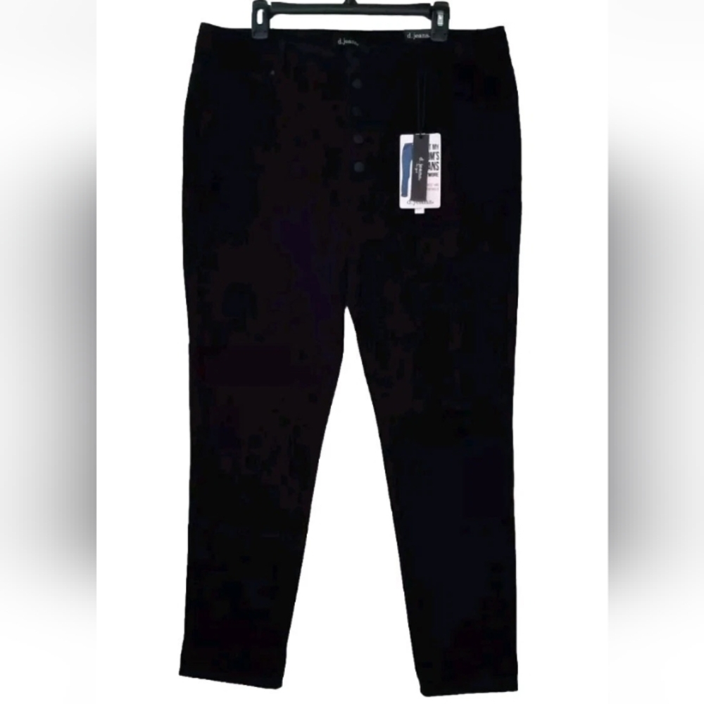 New d. jeans Womens Size 16 High Waist Mom Jean Modern Fit Black Ripped Torn NWT